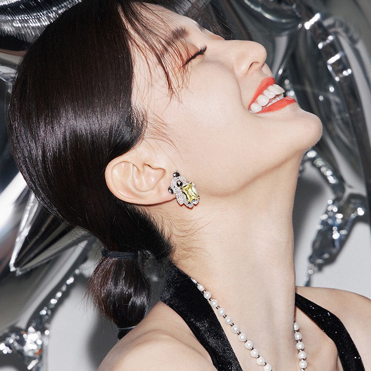 Goldkingdom Fashion Perhiasan Aksesoris Ready Stock Kristal Permata Beruang Pengakuan Cinta Balon Anting Anting Balon Panas Pita Indah Gadis Berbentuk Hati Serbaguna