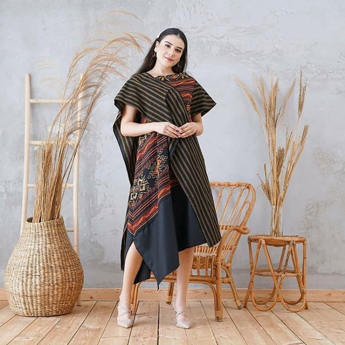 New motif Dress tenun mix lurik baju tenun troso jepara