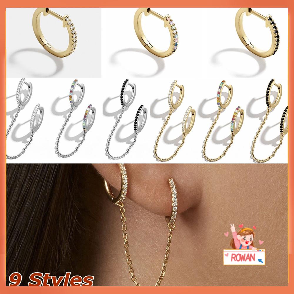 R-bunga Bulat Hoop Anting Wanita Pria Tindik Pernikahan Pertunangan Berlian Putih Perhiasan Hadiah Earrings