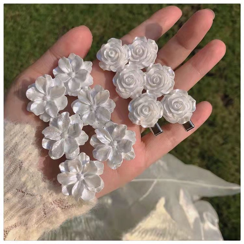 Ponytail Holder Aksesoris Rambut Korea INS Style Vintage Jepit Rambut Kecil BB Jepitan Hiasan Kepala Hair Pin Cewek Wanita Elegan Simple Women Camellia Hair Clip