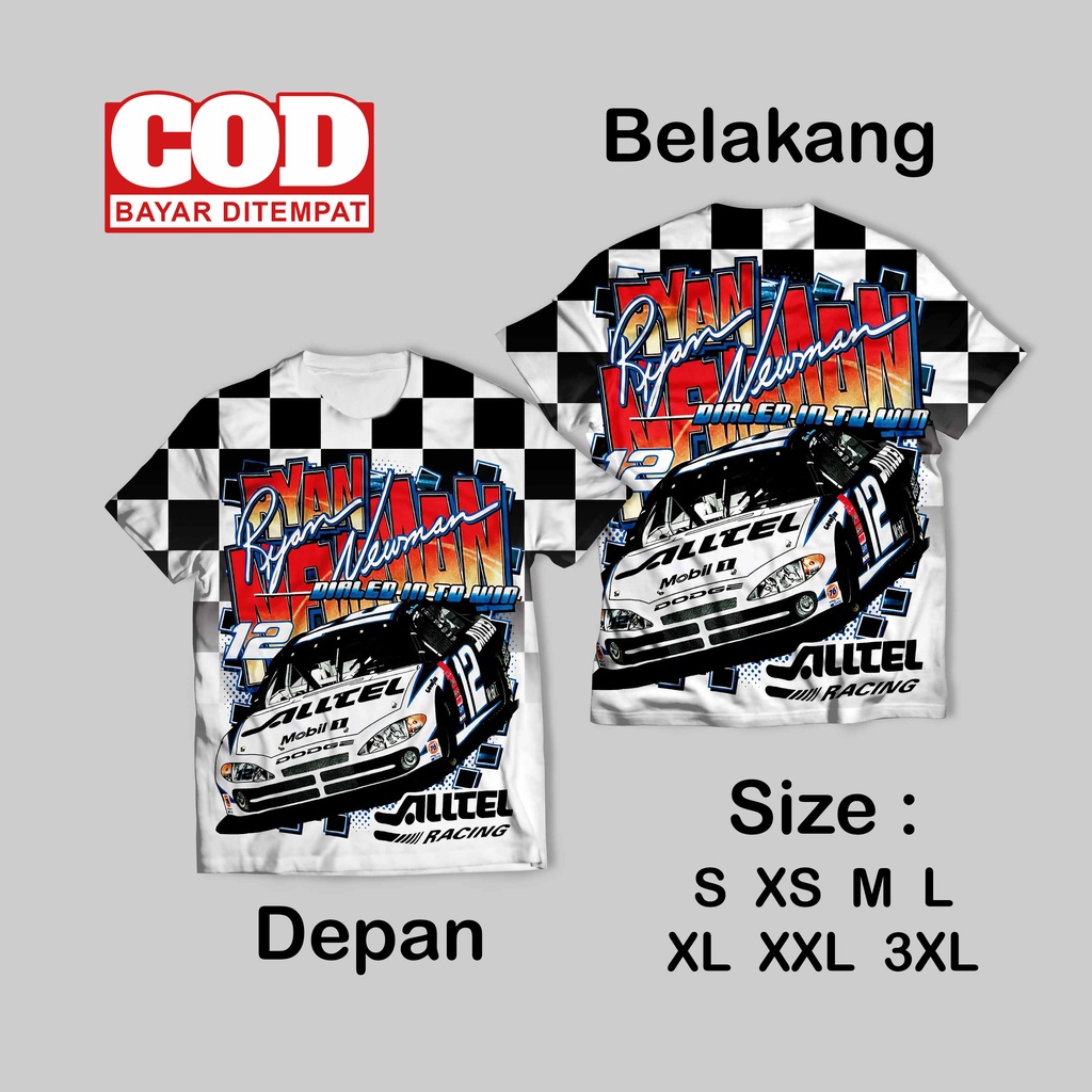 Kaos FullPrint Nascar Depan Belakang | Kaos AOP Nascar versi 2