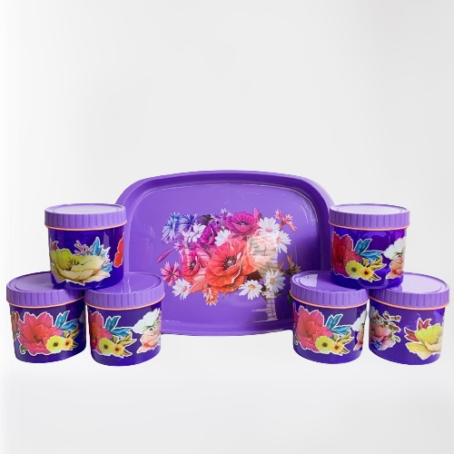 GOS -Z201- Toples 6pcs + Nampan - Toples Kue Lebaran - Toples 1 Set Nampan - Toples Plastik Serbaguna