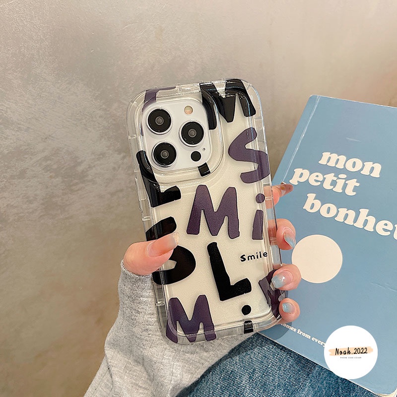 Smiley Letter Case Untuk Xiaomi Redmi A1 10 9T 10A 9A 9C NFC Redmi Note 9 11 10 11s 10s Note11 Note10 Note9 Note10s Alfabet Sederhana Shockproof Pasangan Lembut Tpu Airbag Bening Cover