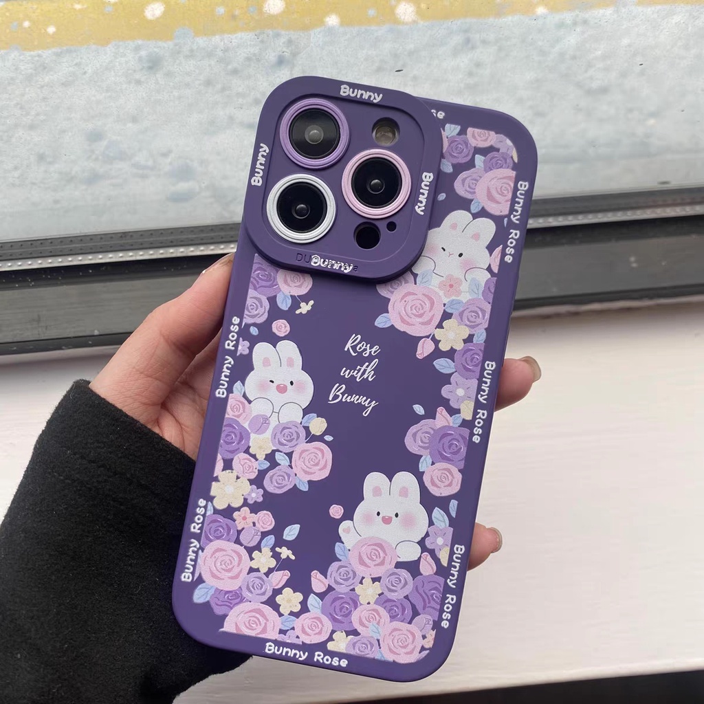 IPHONE Ins Pola Kelinci Cocok Untuk Iphone14 14pro 14plus 13 13pro 13prm iPhone12 7Plus 8Plus Xr XS 13 Pro Max Empat Sudut Casing Ponsel Tahan Guncangan