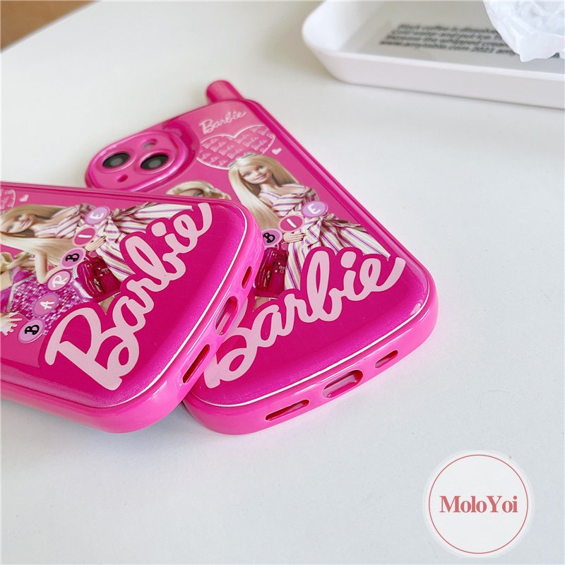 IPHONE Kepribadian Retro Kreatif Bentuk Ponsel Pretty Barbie Case Kompatibel Untuk Iphone11 13 12 Pro MAX XR 14 7Plus 8plus7 8 Plus X XS MAX Soft Phone Cover