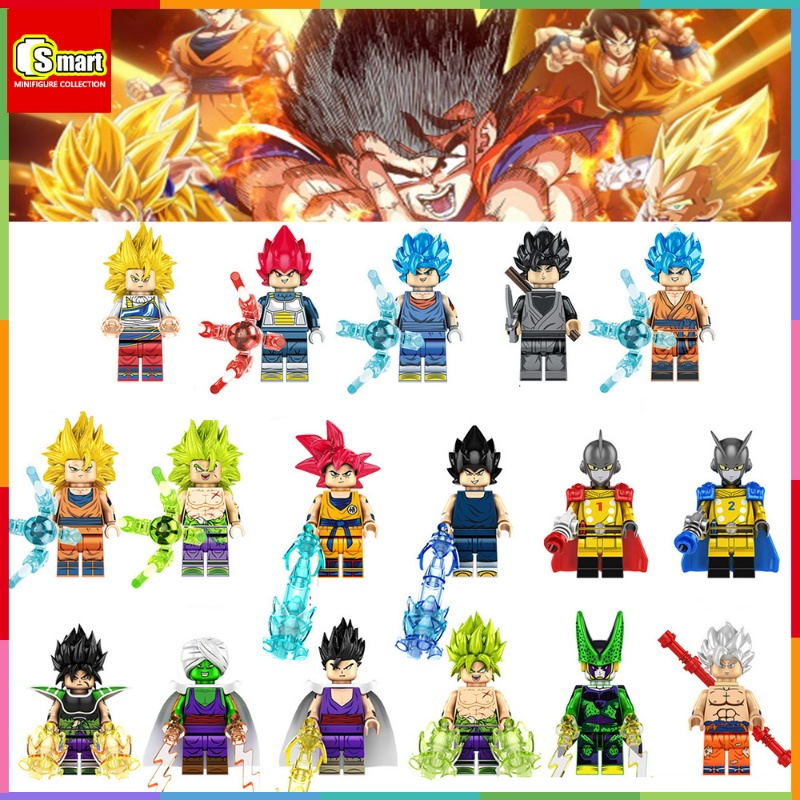 Dragon Ball Super Mini Boneka Super Saiyan Monkey King Vegeta Piccolo Black Goku Sharu Puzzle Rakitan Mainan Blok Bangunan