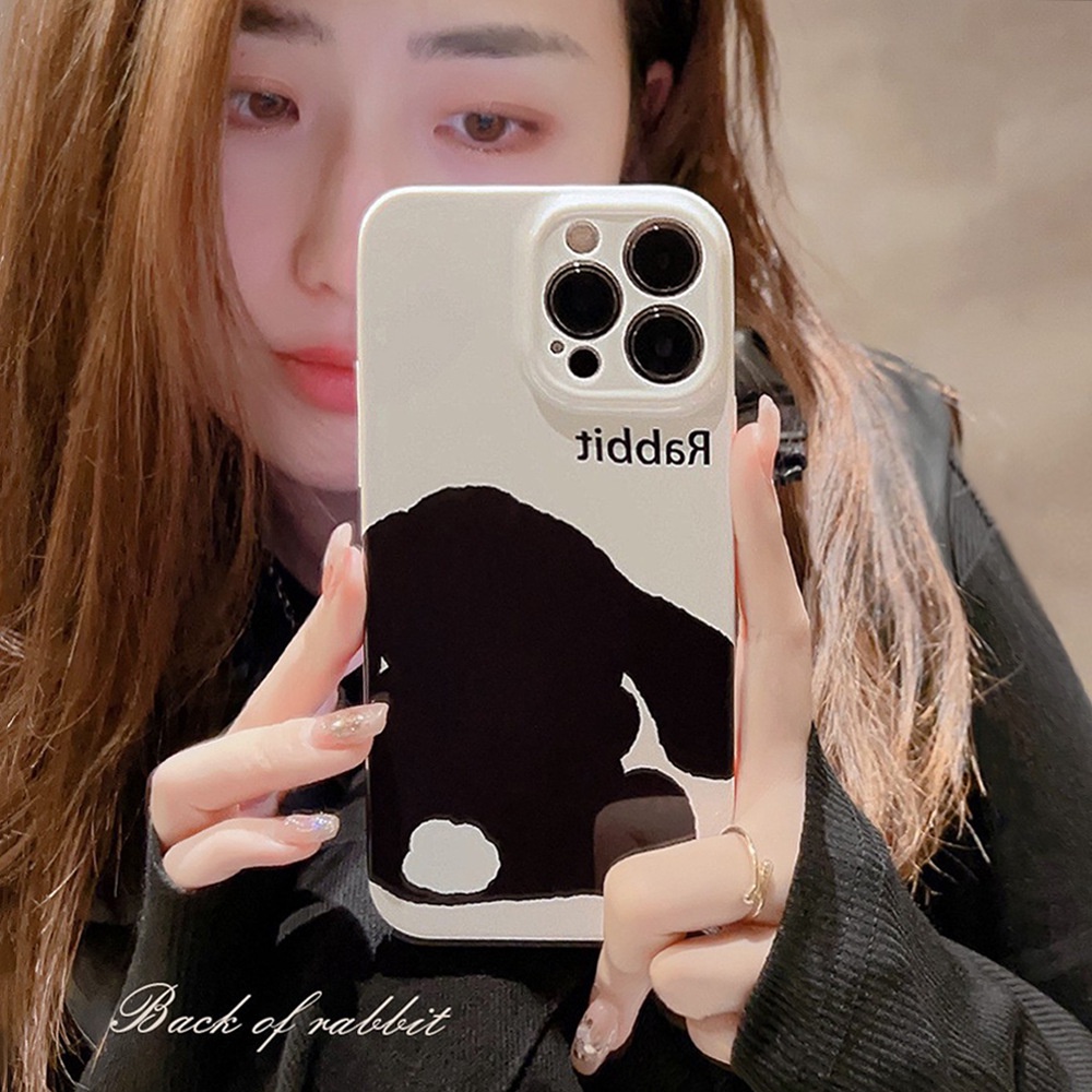 White-bottomed Stout Rabbit Kartun Hard Shell Film Fotografi Case Untuk Iphone SE 2020 7 /8 Plus 14x XR XM 11 12 13 PRO MAX Casing Cover Pelindung AT0084