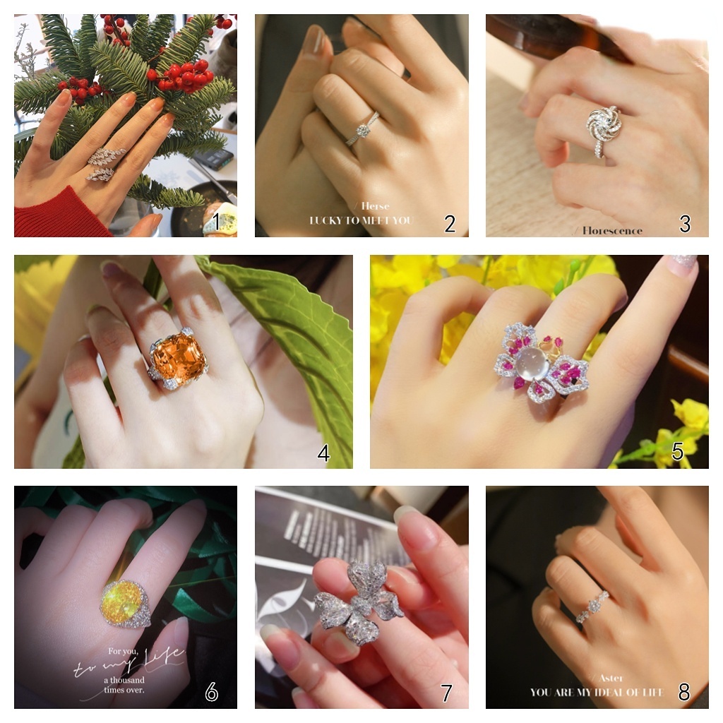 Goldkingdom Fashion Perhiasan Aksesoris Ready Stock Musim Panas Cahaya Mewah Niche Gadis Manis Lucu Busur Sayap Berlian Bertatahkan Cincin Perempuan Yang Dapat Disesuaikan