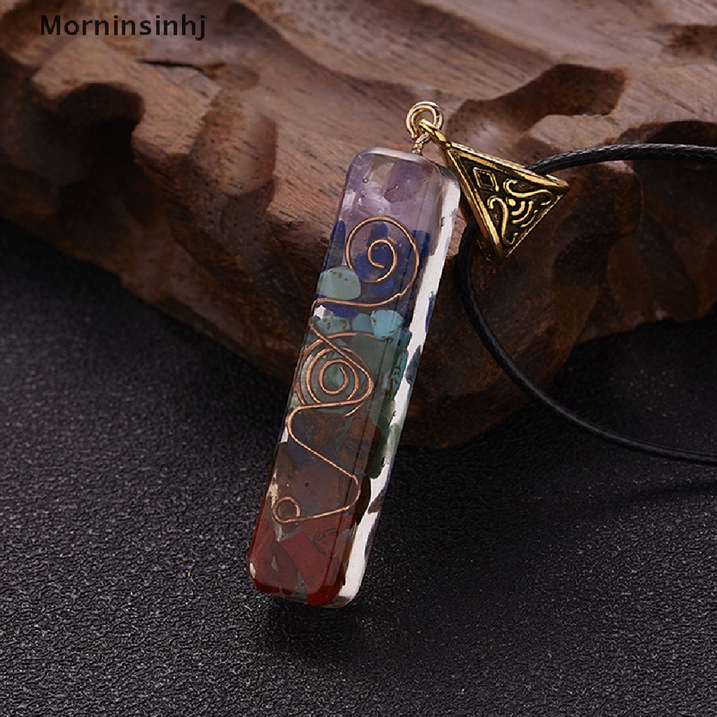 Mornin Kalung Liontin Warna aura Pria Dan Wanita natural 7 chakras Orgones Jimat id