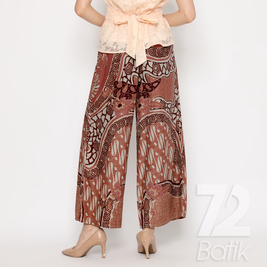 CELANA KULOT BATIK Premium Motif Parang Roll Warna Merah 723203 Cap 72 -  Layer Lawasan Celana Tumpuk Kerja Kantoran Bawahan Kebaya