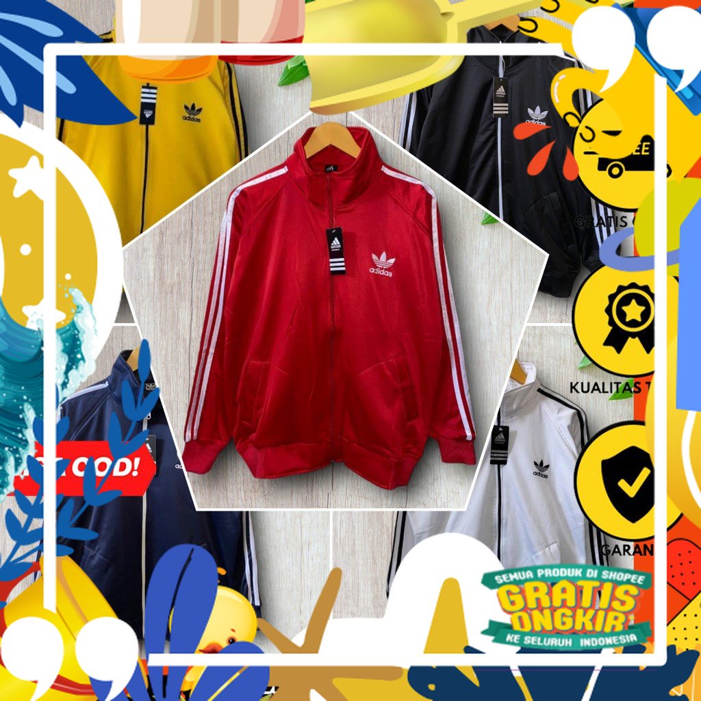 RCL - Jaket Adidas Pria Jaket Sport Jaket Firebird Jaket Tracktop Pria Wanita/ merah putih biru polo