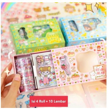 (NCS) Stiker Momo Set Box Motif Berbeda Sticker Momo Explore Roll Isolasi bisa digunakan pada Tumbler Gelas Pouch Botol Mug