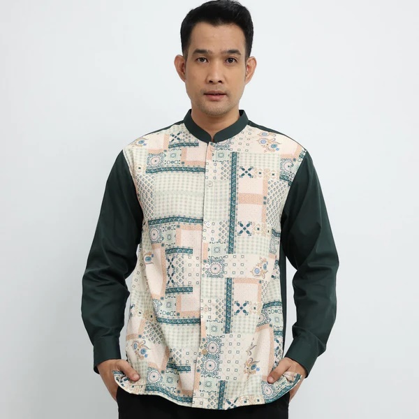 BAJU KOKO TANGAN PANJANG COUPLE KOKO SARIMBIT GRANADA PATCHWORK SARIMBIT TERBARU ELZATTA