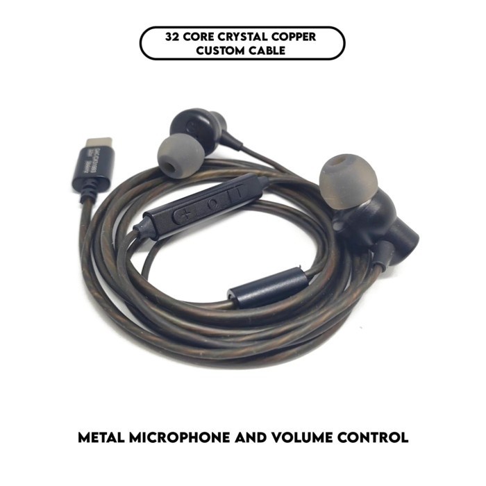 MTC R10 Type C Headset DAC CX31993 Premium HiFi Metal Bass Earphone - Hitam