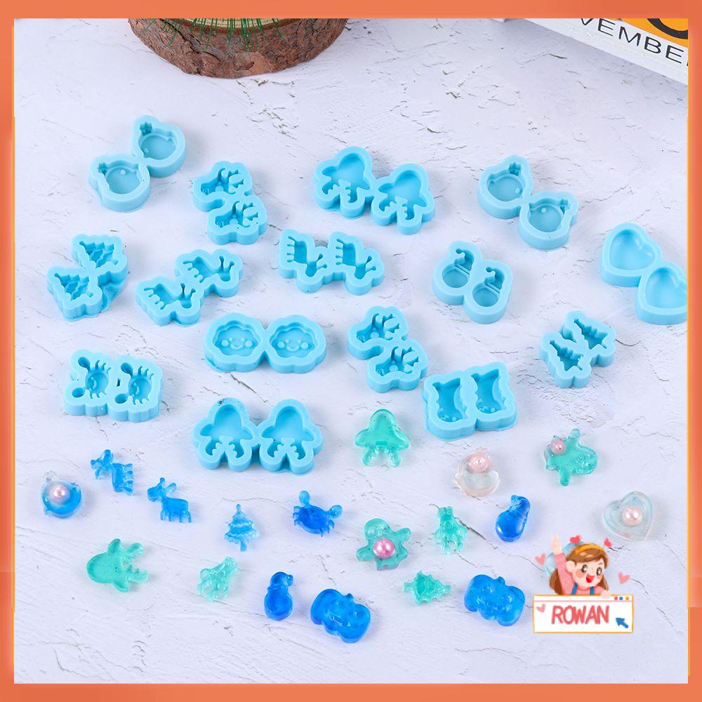 R-flower Earrings Resin Mold Kerajinan Resin Elk Santa Claus Alat Membuat Perhiasan Resin Silicone Mold