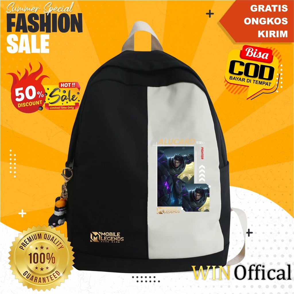 Tas Sekolah Laki Model Backpack Alucard Tas Punggung Karakter Kartun game  ML Mobile Legend Untuk Anak WIN