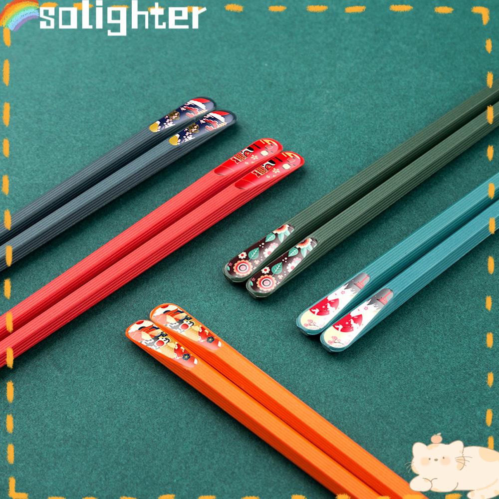 Solighter 5pasang Sumpit Fiberglass Peralatan Makan Yang Bermanfaat Desain Hexagon Non-Slip