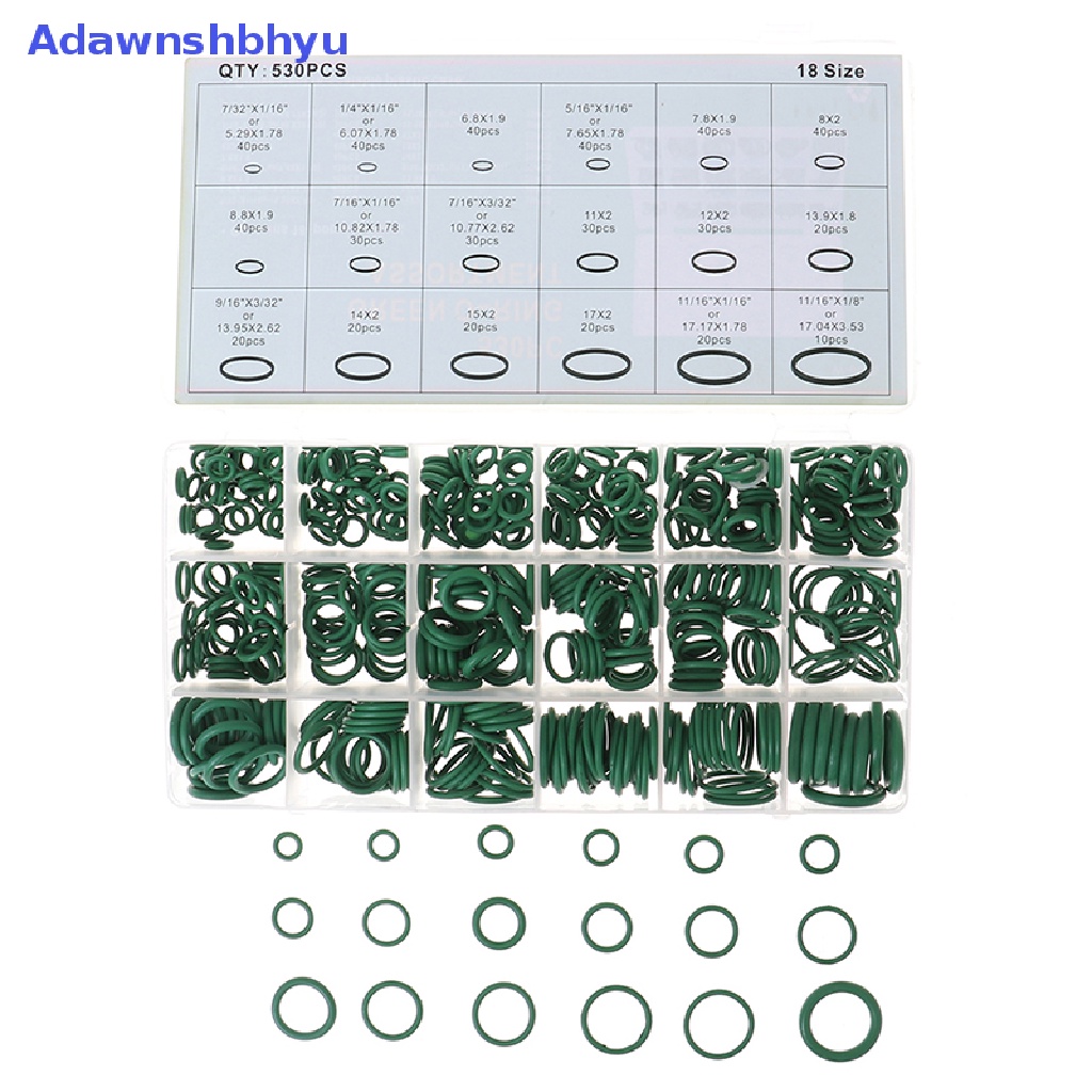 Adhyu 530Pcs Seal O-ring R134a Perbaikan Kotak Sealant Karet Ac Mobil Set ID