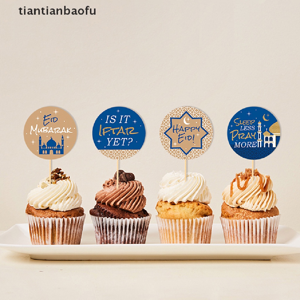 [tiantianbaofu] 8pc Topper Cupcake Eid Mubarak Hiasan Ramadhan Hiasan Kue Kertas Mubarak Bulan Hiasan Kue Lebaran Ramadan Kareem Decor Boutique