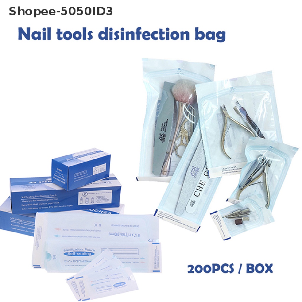 [HOT] 200pcs Disposable Sterilization Disinfection Bag Set Alat Kuku Sterilizer PP Bag [ID]