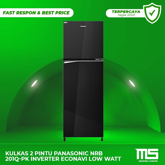 KULKAS 2 PINTU PANASONIC NRB 201Q-PK INVERTER ECONAVI LOW WATT