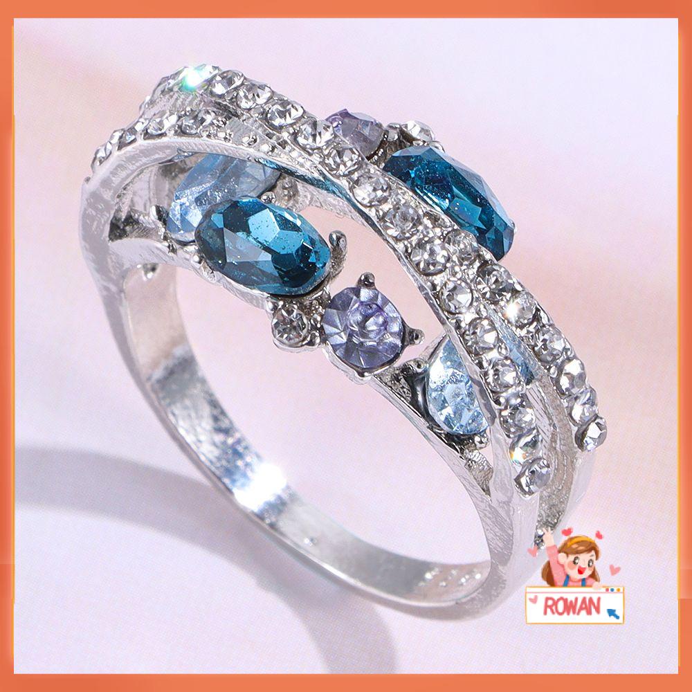 R-flower Cincin Kawin Tunangan Wanita Perak Moissanite