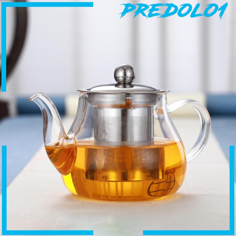 [Predolo1] Teko Kaca Mekar Daun Longgar Tahan Panas Dengan Saringan Teh Tea Pot