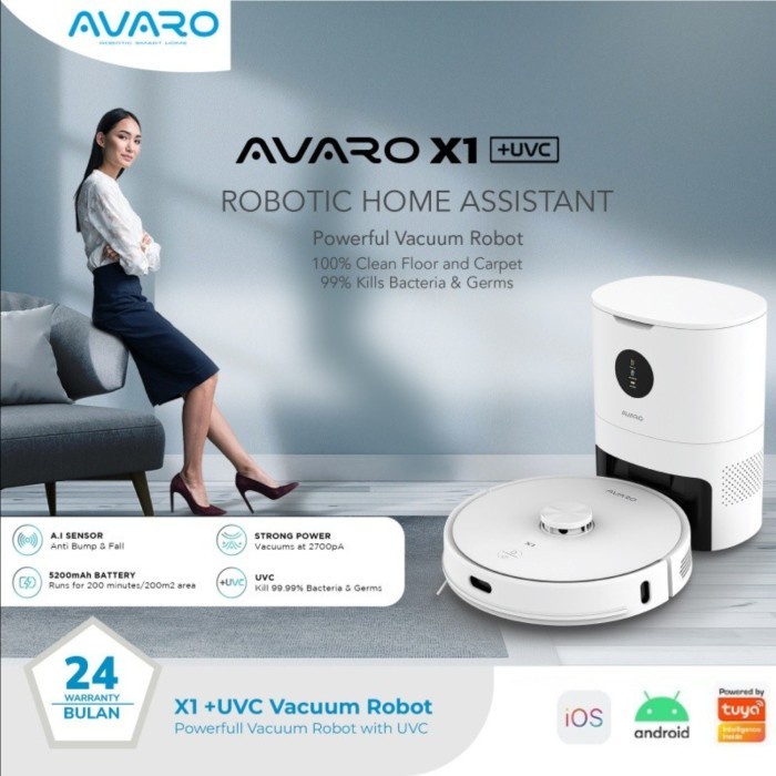 AVARO Smart Robot Vacuum Cleaner X1 - UVC Light (Sapu Pel Lantai Otomatis)