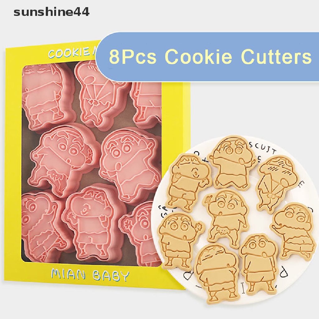 Sunshine 8pcs/set DIY Kartun Biskuit Cetakan Cookie Cutter 3D Baking Decorag Alat ID