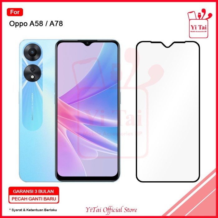 YI TAI - Tempered Glass Full Lem Oppo A58 5G Oppo A78 5G  YI TAI Indonesia