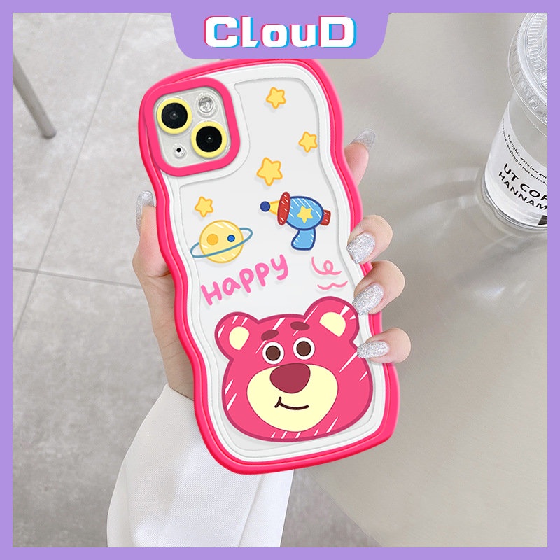 Casing Winnie The Pooh Lucu Infinix Hot 10 11s 20s 10s 9 12i 10Lite 20 8 12 Pro Smart 4 5 6 Plus Note12 12Pro 10Pro Hot 11 10 9 12 Main Kartun Beruang Strawberry Wavy Edge Soft Case