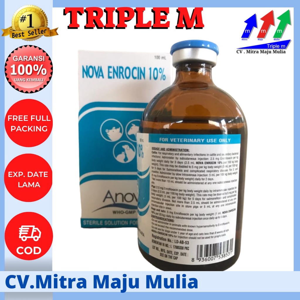 NOVA-ENROCIN 10% 100 ml - Obat Saluran Pernafasan Hewan