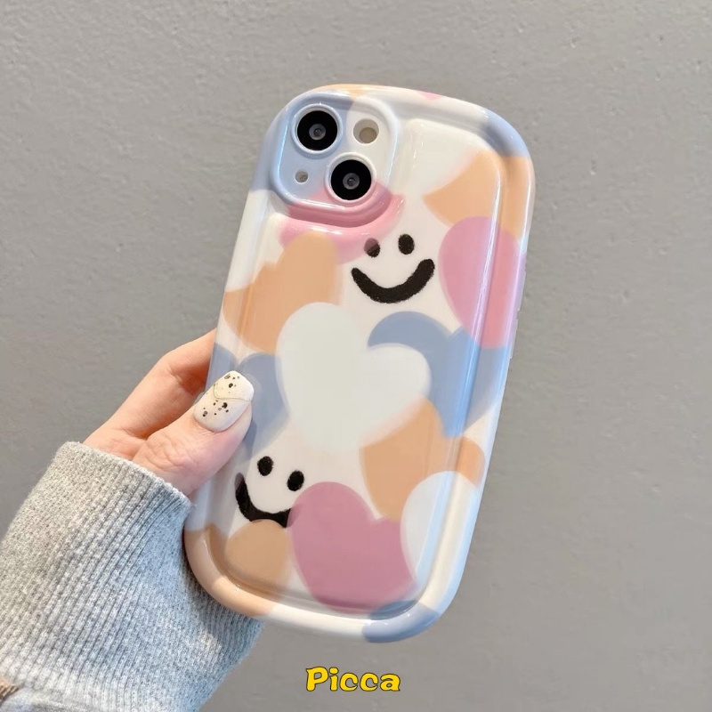 Untuk Redmi 9A 10 9T 10A A1 9C NFC Redmi Note11 Note10 Note 10s 11 9 10 11s Note9 Note10s Kartun Smiley Warna-Warni Cinta Hati Shockproof Airbag Air Cushion Lembut TPU Back Case