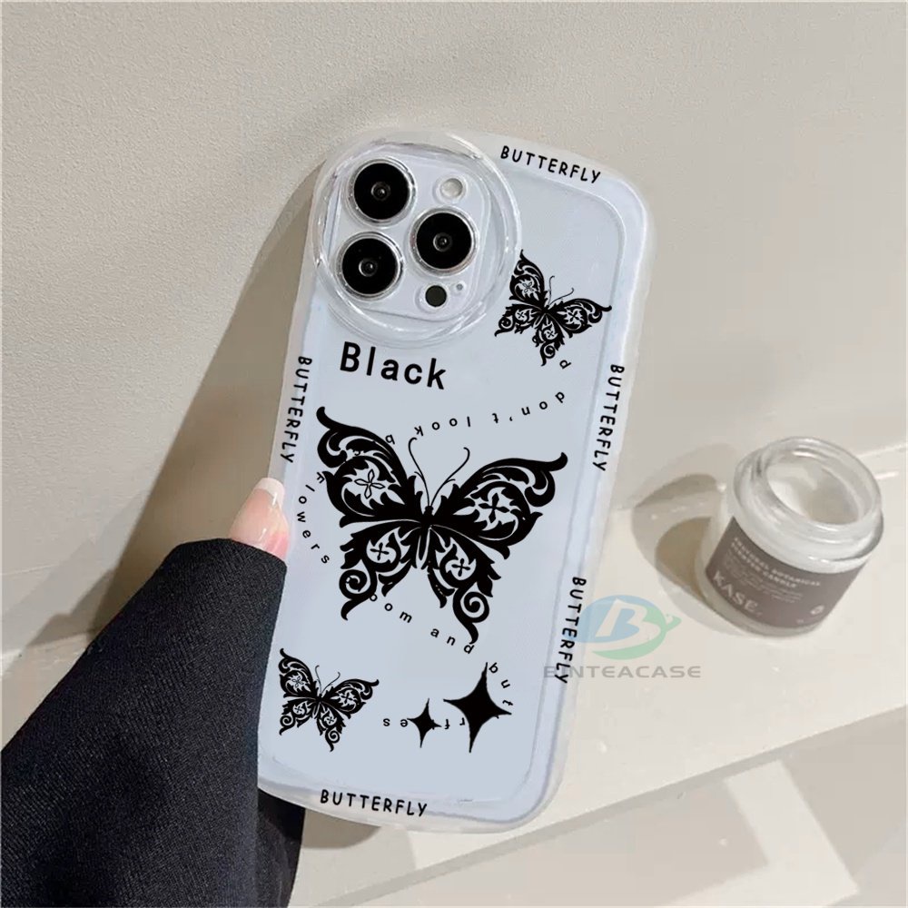 Samsung A14 A04 A13 A02S A03 A03S A30S A11 A12 A51 A30 A50 A52 A20S A10S M11 M12 J7 Pro J7 Prime J4 Plus Kupu Gelap Dan Garland Butterfly Casing Ponsel TPU Lembut Binteacase