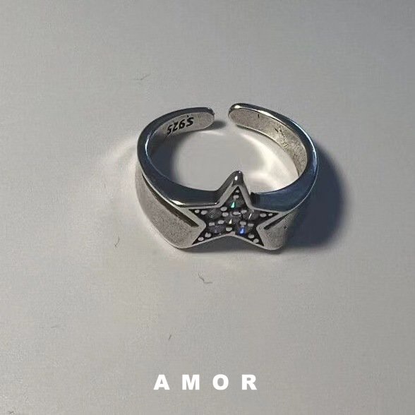 Y2k Cincin vintage Bintang Berujung Lima Cincin Berlian Cincin Bintang Cincin Yang Dapat Disesuaikan Desain Niche