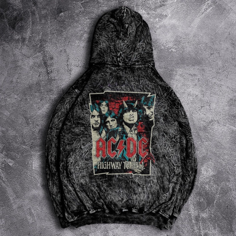 Jaket Sweater Hoodie ACDC HIGHWAY Sandwash Grey | Hoodie Pria Sandwash | Hoodie Wash Washed | Hoodie