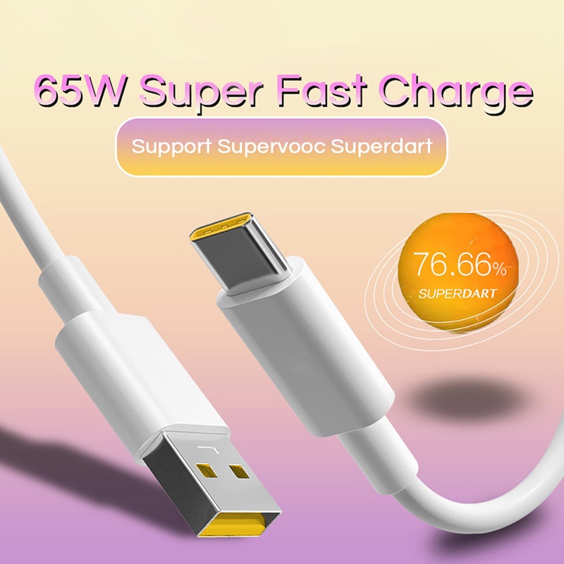 Kabel Data Cas 65w Kabel Data Charge Super Cepat Type-Cuntuk Oppo Reno Ace Super Flash Charging Cable