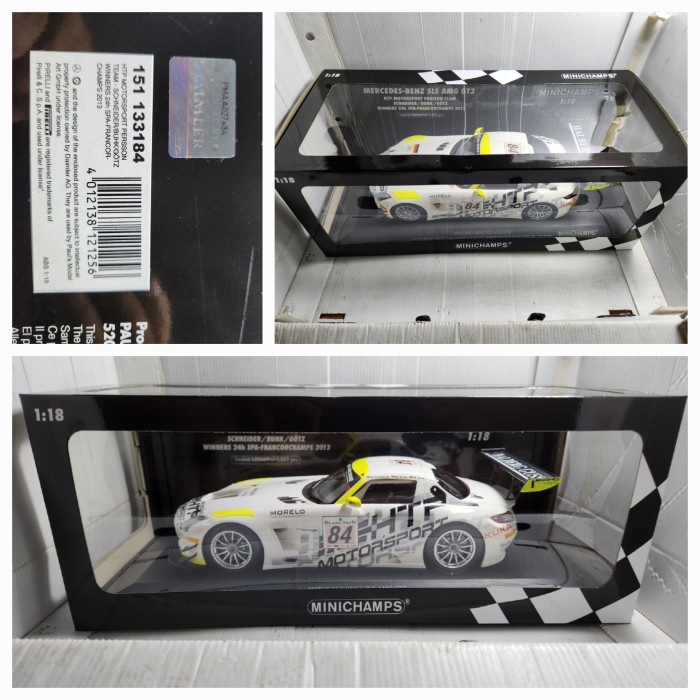 DIecast Miniatur Mobil minichamps mercedes benz sls amg gt3 skala 18 mercy htp spa