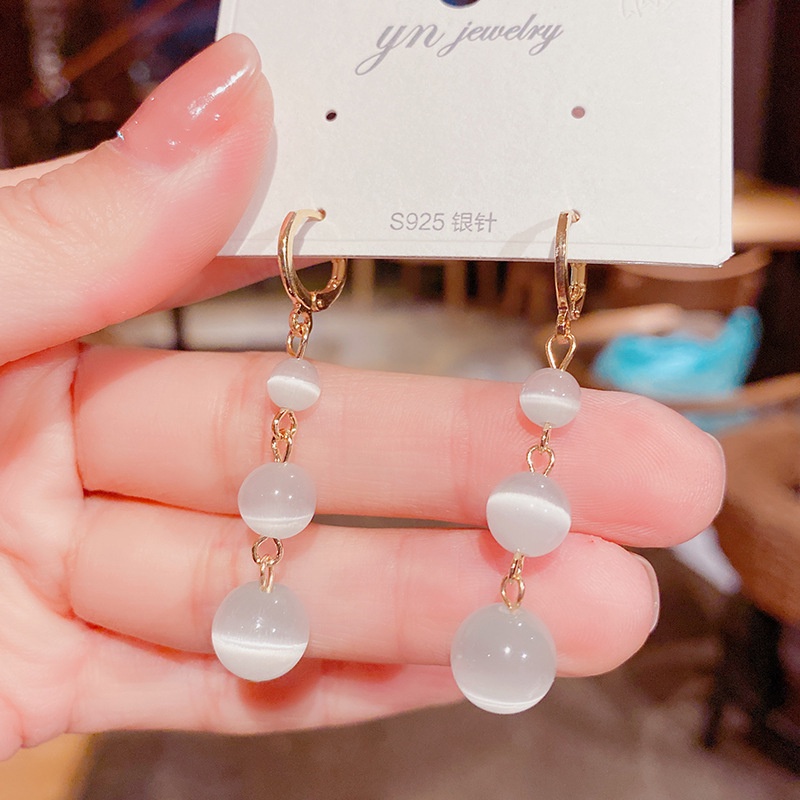 Opal Korea Panjang Gaya Baru Trendi Berkelas Influencer Sederhana All-Match Anting Earrings Wanita