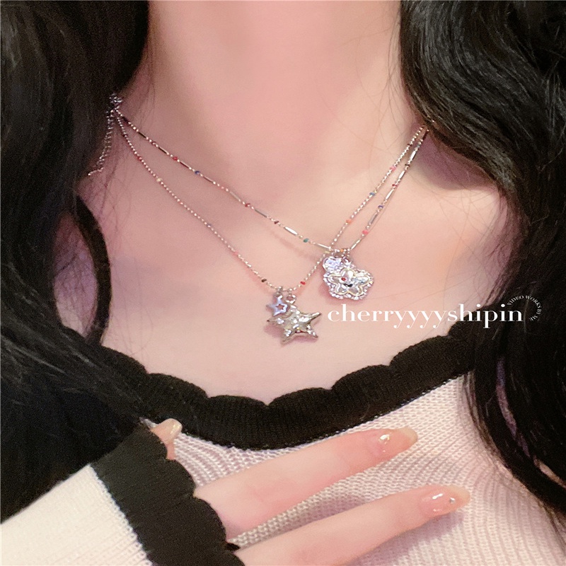 Gadis Fashion Smile Kalung Berlian Imitasi Bintang Kalung