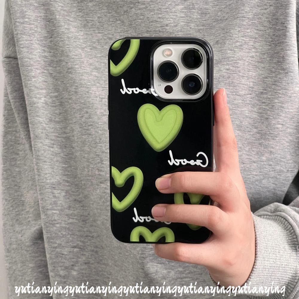 IPHONE Ins Sweet Love Heart Phone Case Kompatibel Untuk Iphone11 12 13 14 Pro Max XR 7plus 78 Plus X XS Max SE 2020 Shockproof Glossy Halus Soft Cover