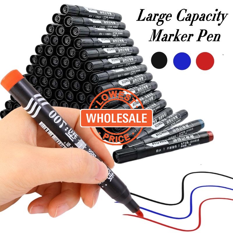 [Harga Grosir] Waterproof Paint Marker Pen Spidol Berminyak Cepat Kering Gel Pen Gambar Seni Coret Pulpen Hitam Biru Merah Spidol Permanen Siswa Lukisan Sketsa Spidol