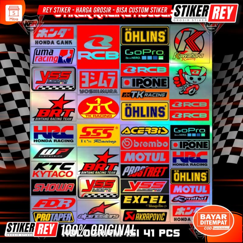 Stiker Racing Hologram Sticker Aesthetic Aksesoris Motor Stiker Helm Stiker Pack Motor Sticker Motor