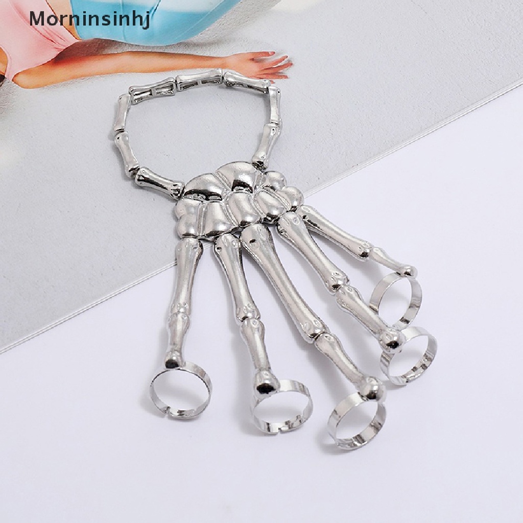 Mornin Steam Punk Gelang Gothic Tangan Tengkorak Kerangka Adjustable Bangles Perhiasan id