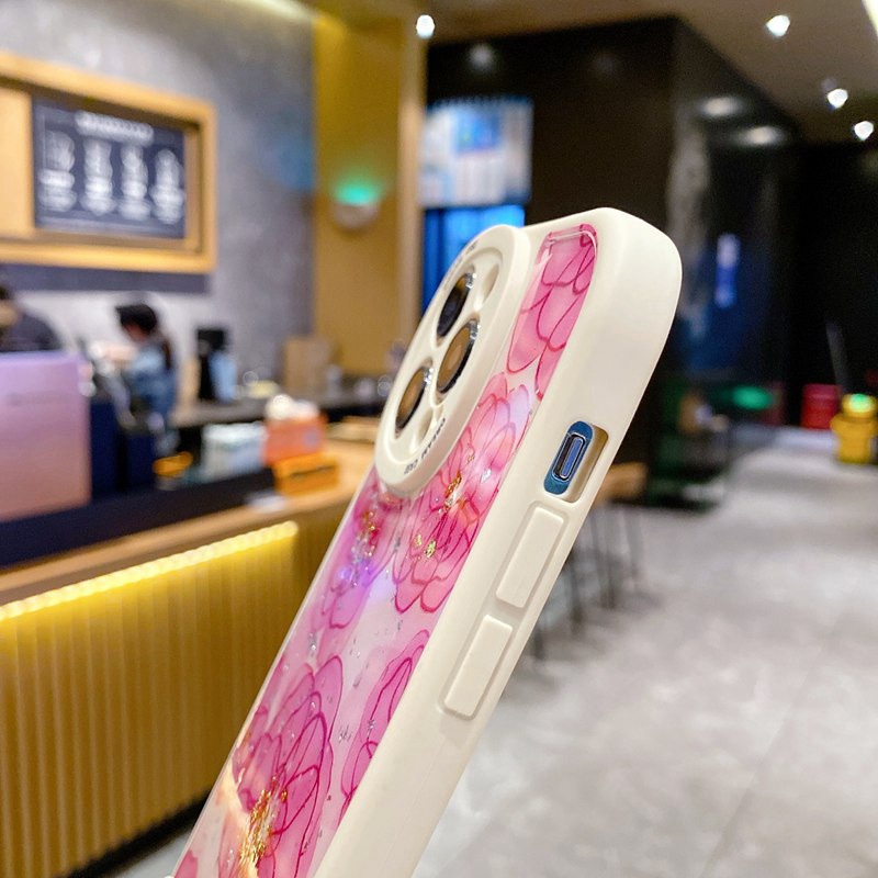 IPHONE  Bagus!Bunga Mawar Merah &amp; Ungu Flash Soft TPU Case HP iP Iphone14 13 12 11 Pro Max FTD Casing Apple