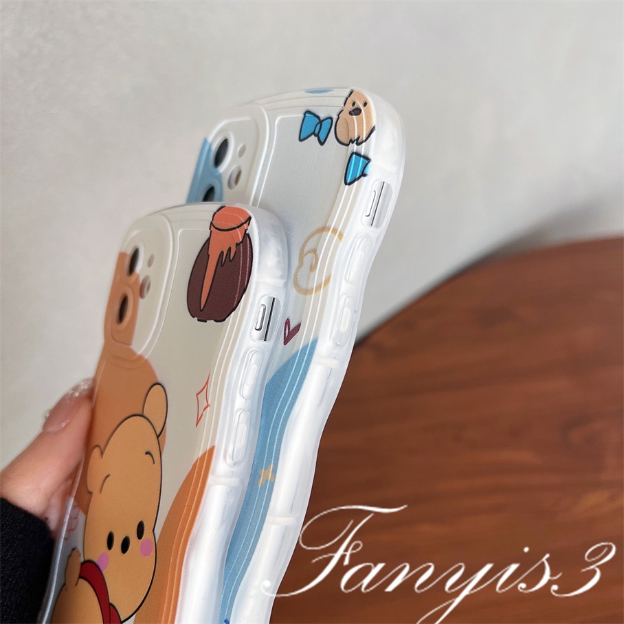 Compatible For iPhone 14 13 12 11 Pro Max X XR Xs Max 8 7 6 6s Plus SE 2020 Kompatibel Untuk Kartun Anjing Dan Beruang Gelombang Frame Phone Case TPU Lembut Cover Pelindung