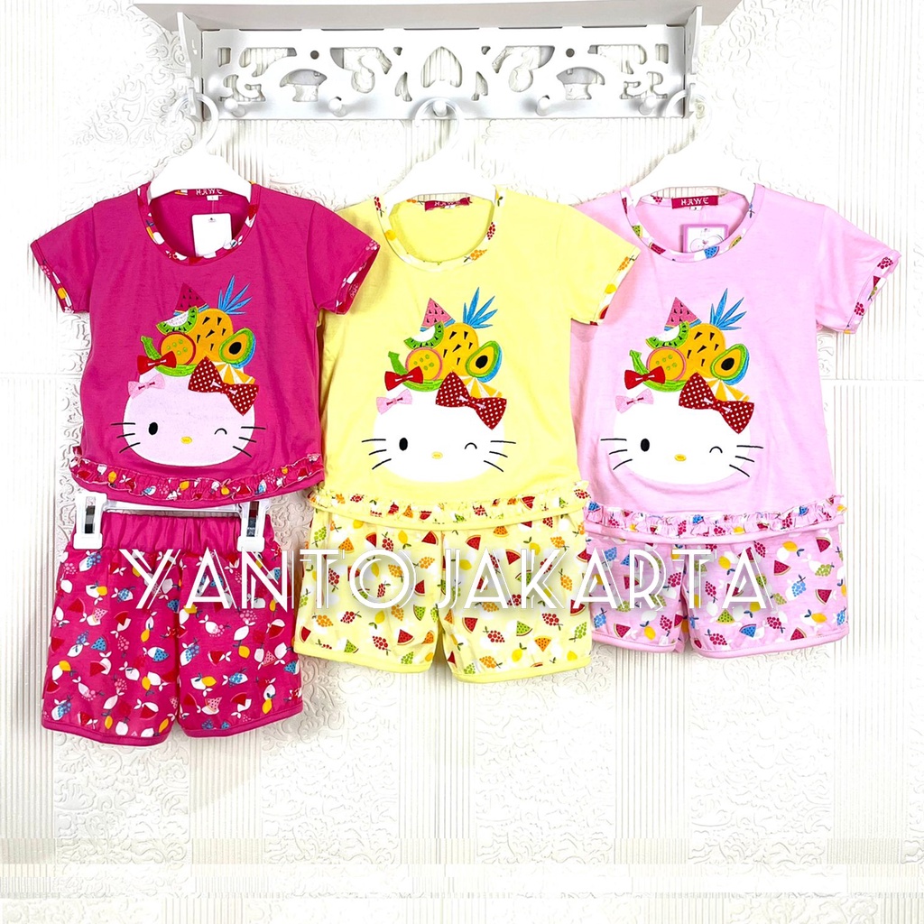 STELAN ANAK PEREMPUAN OBLONG HELLO KITTY BUAH BUAHAN 1-5 TAHUN