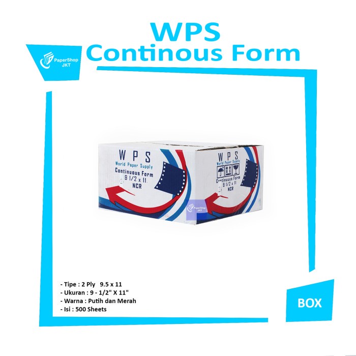 

WPS - Continous Form 2 ply 91/2 x 11 ( K2 Wps ) Ncr - Box