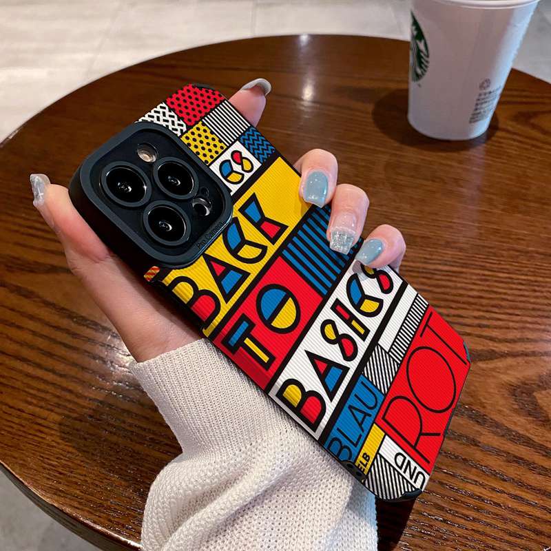 【Lamb Skin】Colored check character Soft Case for IPhone 6S 7 Plus 8 Plus X XS XR XS Max 11 13 12 14 PRO Max 14 Plus 12 13 Mini Baolongwish Casing hp iphone