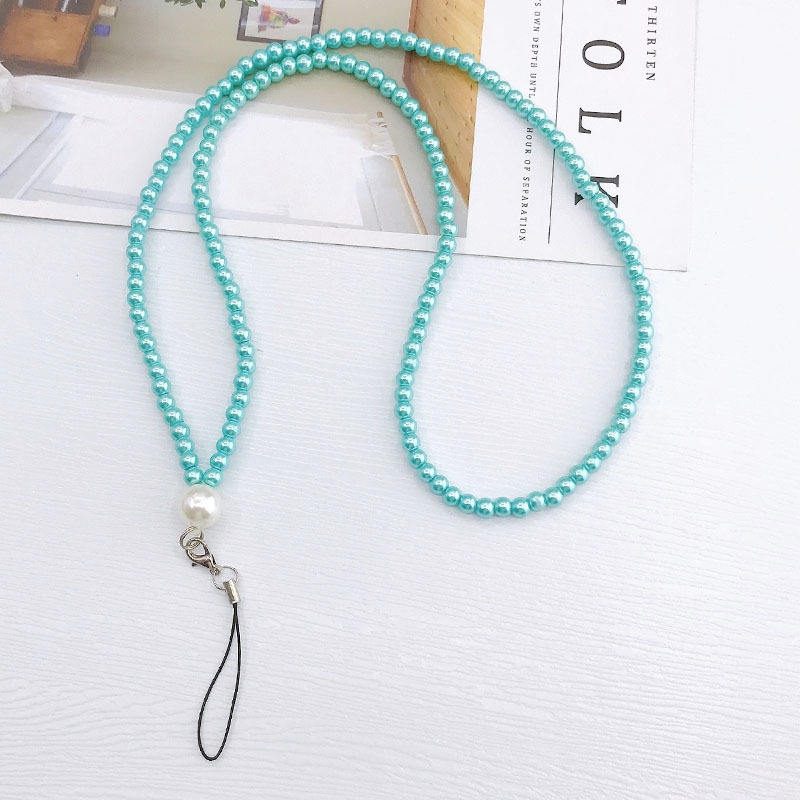 5warna Solid Bulat Rantai Manik-Manik Mutiara Imitasi 40CM Anti-lost Lanyard Panjang Universal Strap Untuk iPhone Android OPPO VIVO Huawei Xiaomi Redmi Samsung Semua Ponsel DIY